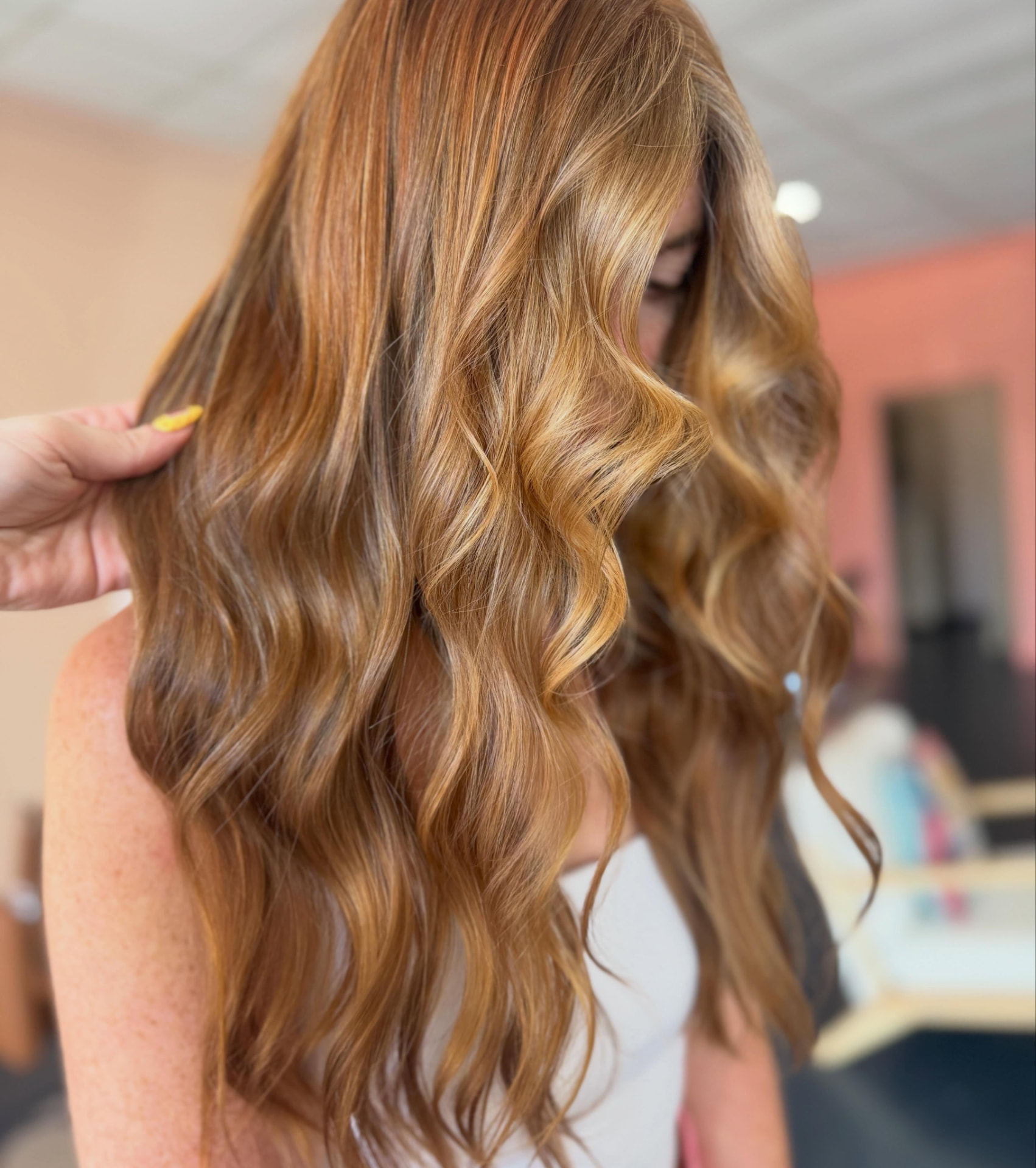 Long warm copper waves
